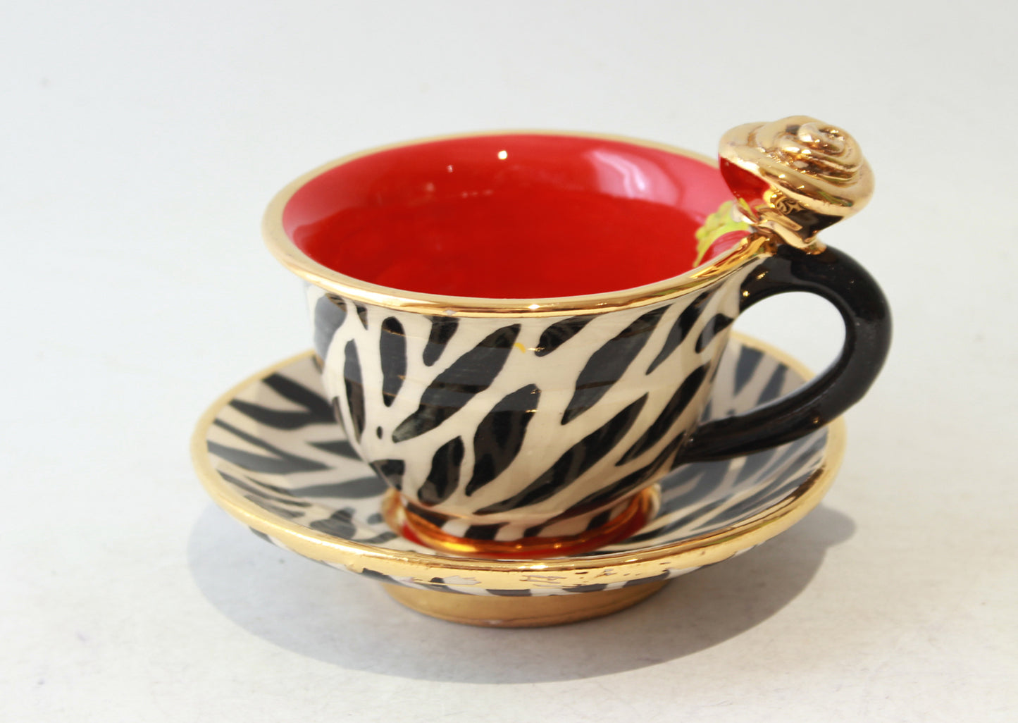 Baby Cup and Saucer Rose Handled Zebra