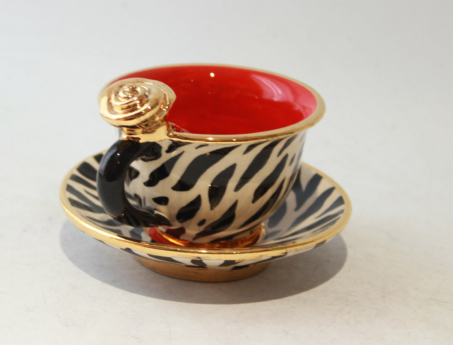 Baby Cup and Saucer Rose Handled Zebra