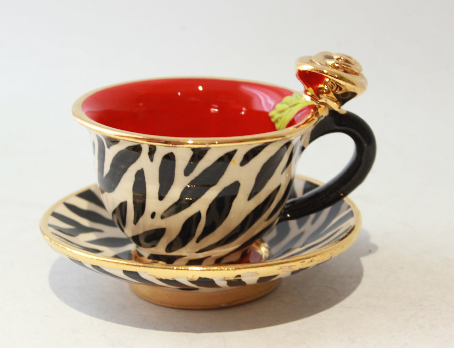 Baby Cup and Saucer Rose Handled Zebra