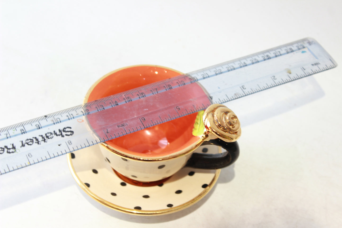 Baby Cup and Saucer Rose Handled Polka Dot