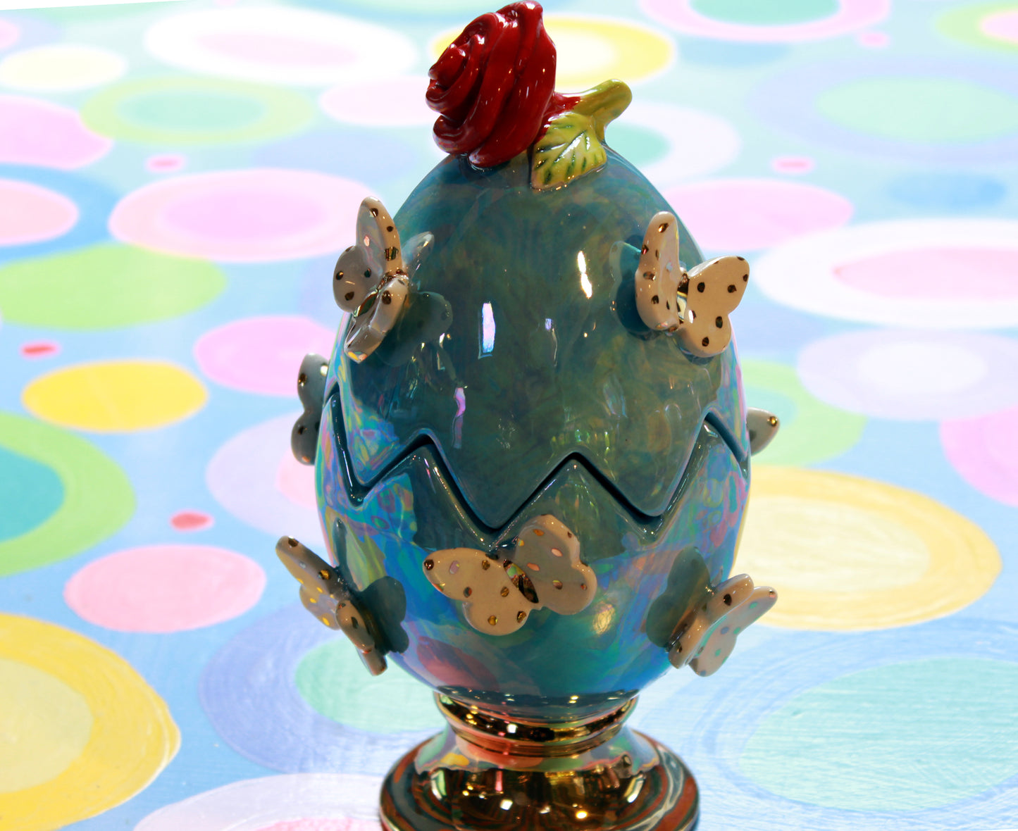 Butterfly Studded Easter Egg Blue