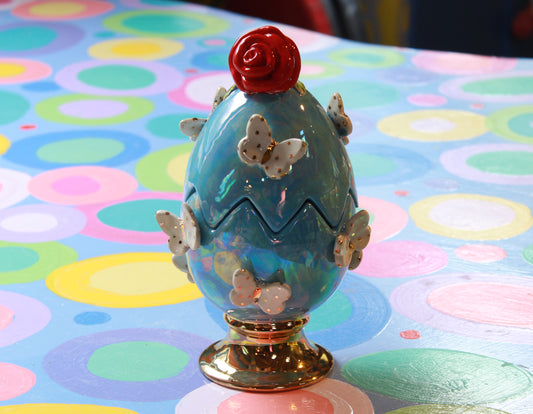 Butterfly Studded Easter Egg Blue