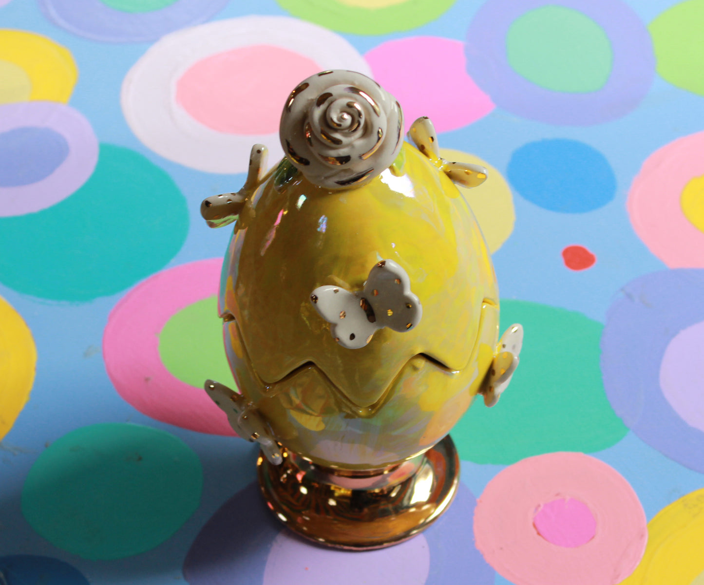 Butterfly Studded Easter Egg Yellow