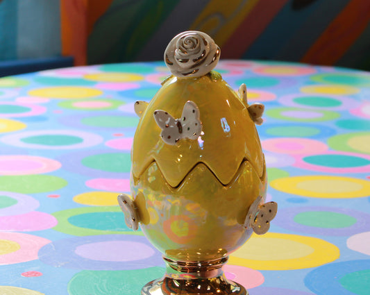 Butterfly Studded Easter Egg Yellow