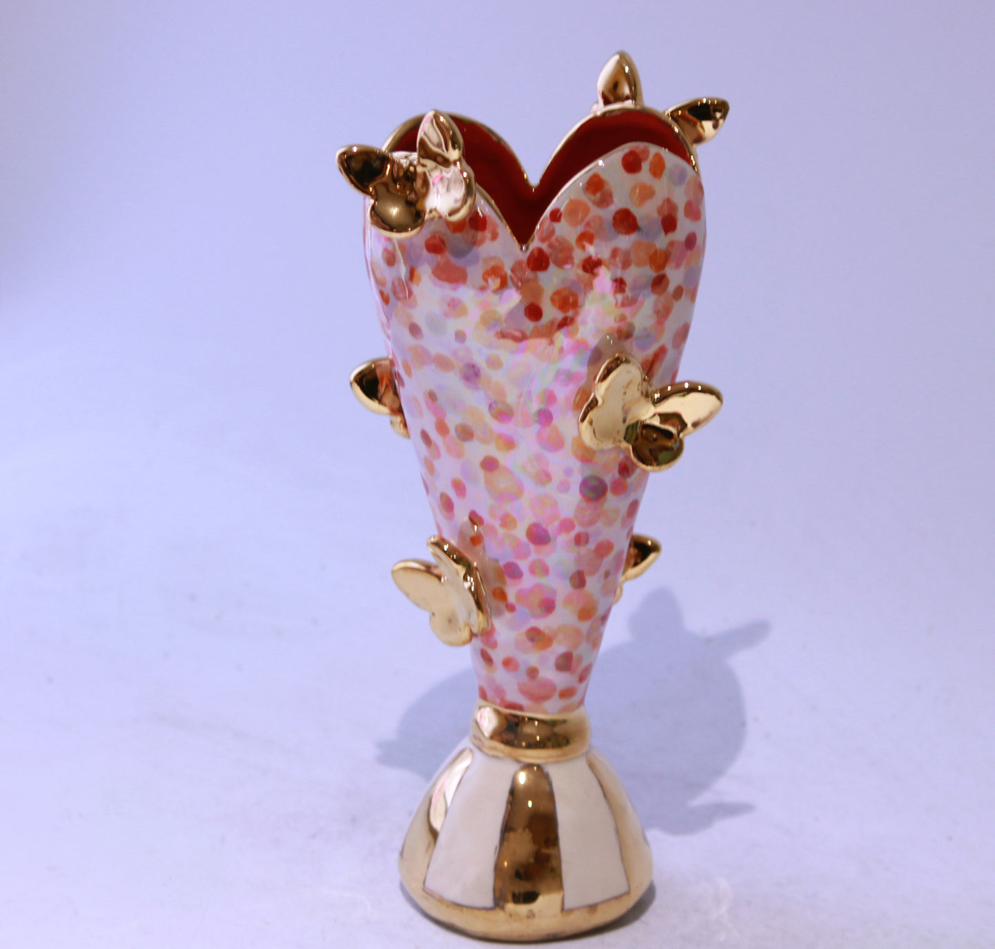 Butterfly Studded Tiny Heart Vase Reddish Confetti