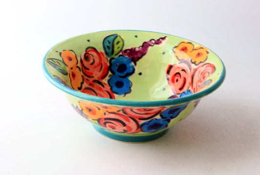 Cereal Bowl Green Summer Floral