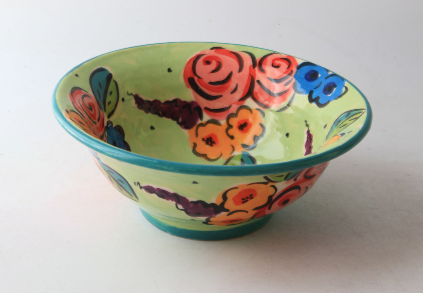 Cereal Bowl Green Summer Floral