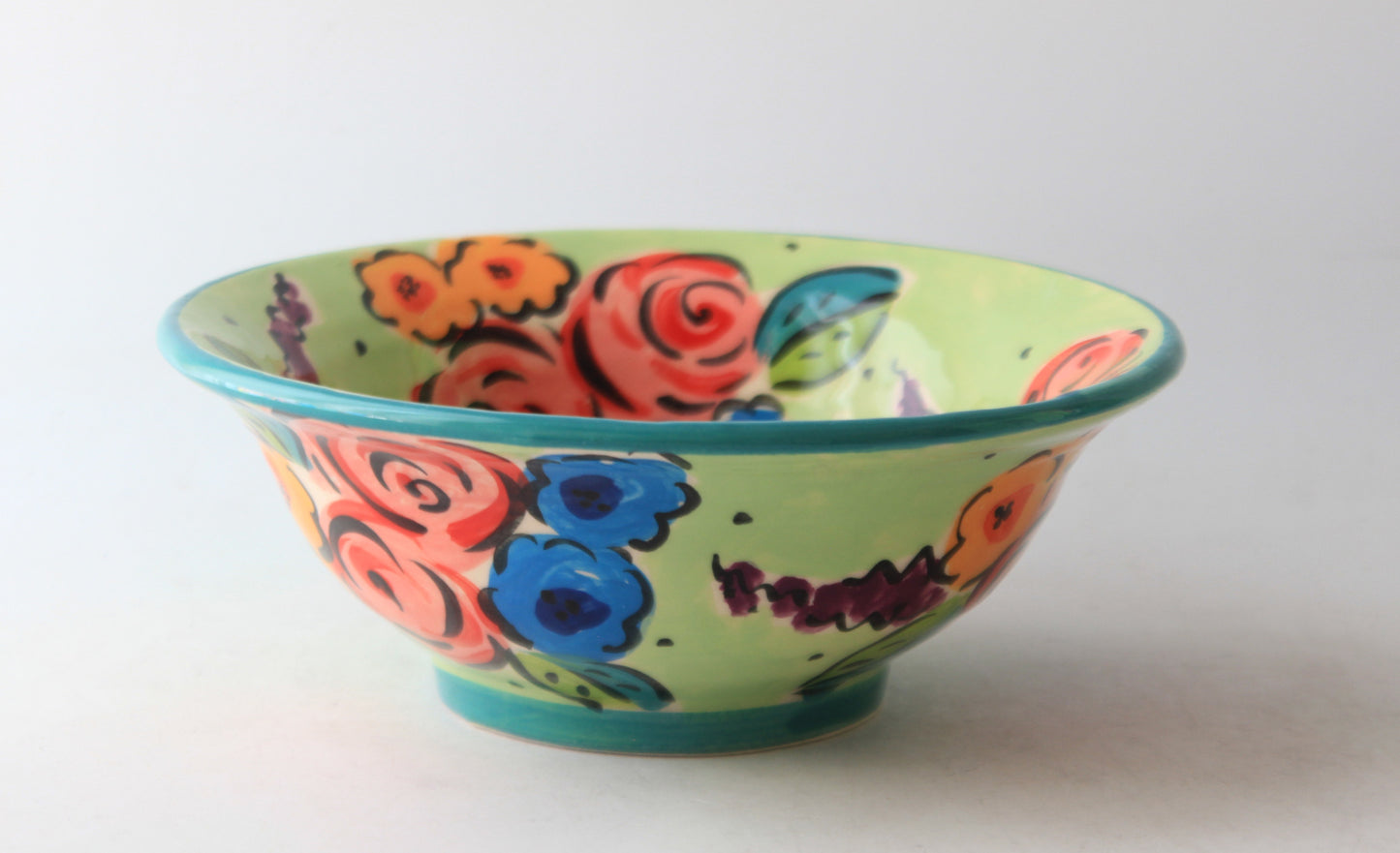 Cereal Bowl Green Summer Floral