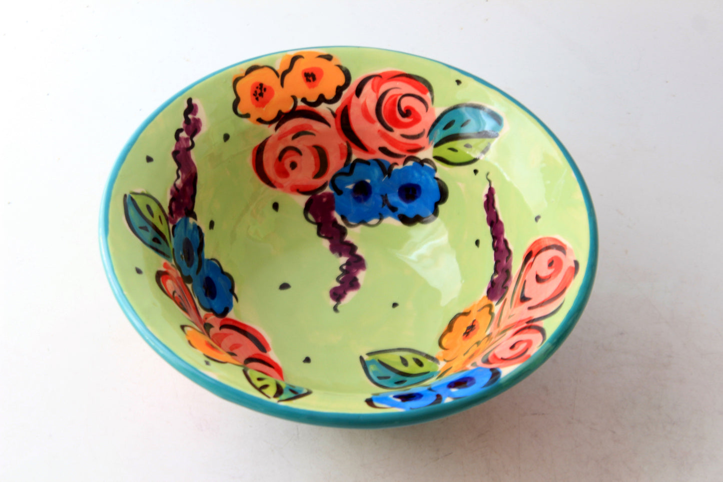 Cereal Bowl Green Summer Floral