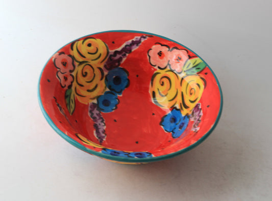 Cereal Bowl Red Summer Floral