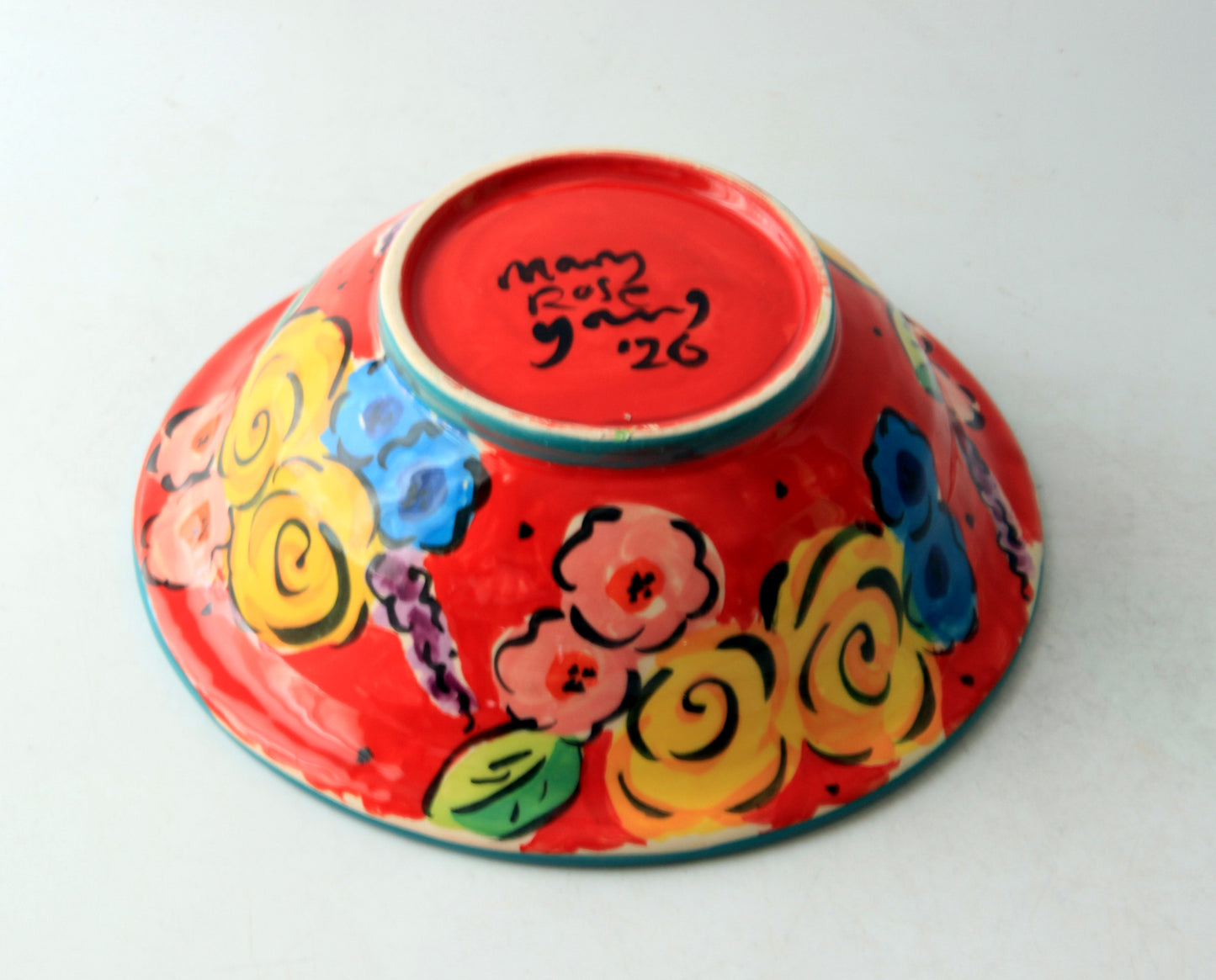 Cereal Bowl Red Summer Floral