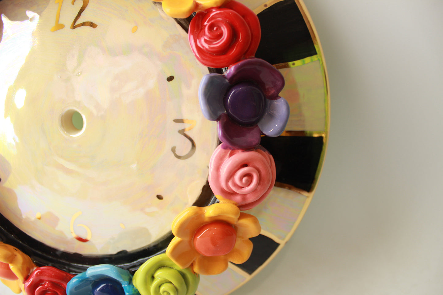 Multiflower Encrusted Clock