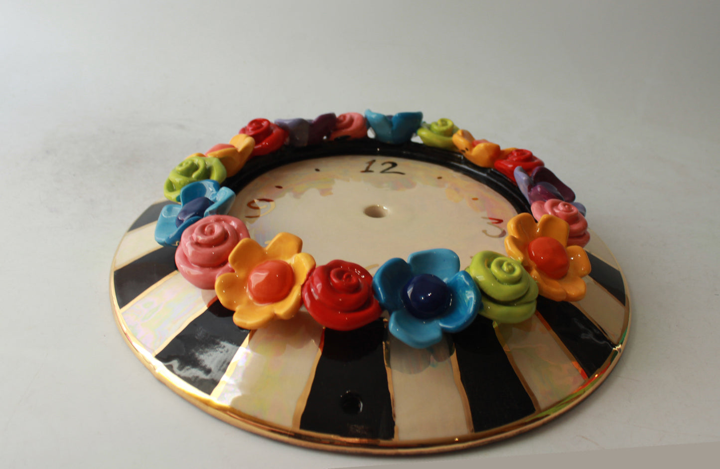 Multiflower Encrusted Clock