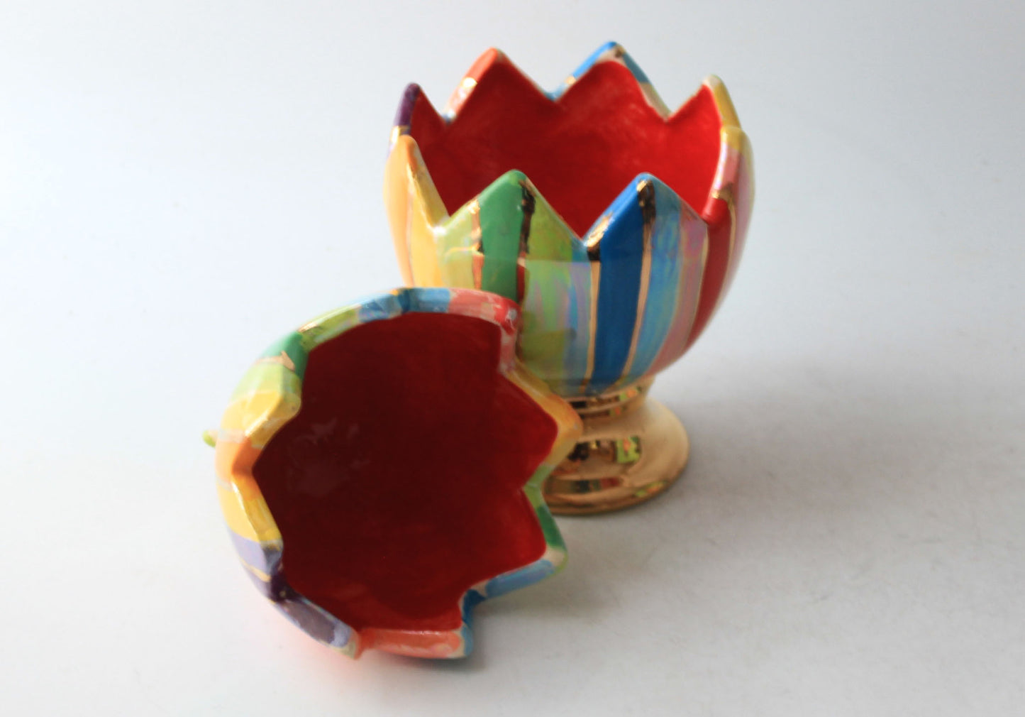 Rose Lidded Easter Egg Stripes - MaryRoseYoung