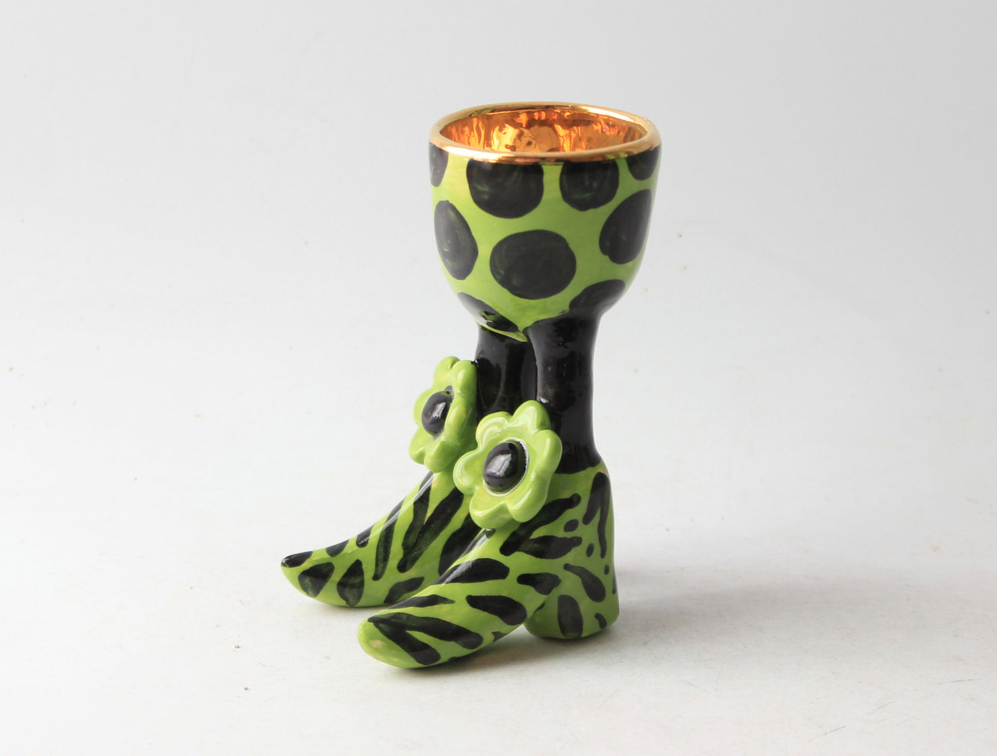 Egg Cup Zebra and Dots on Spice Green