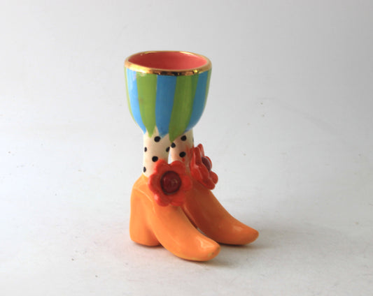Egg Cup with Daisies Polka Dot Socks and Yellow Shoes