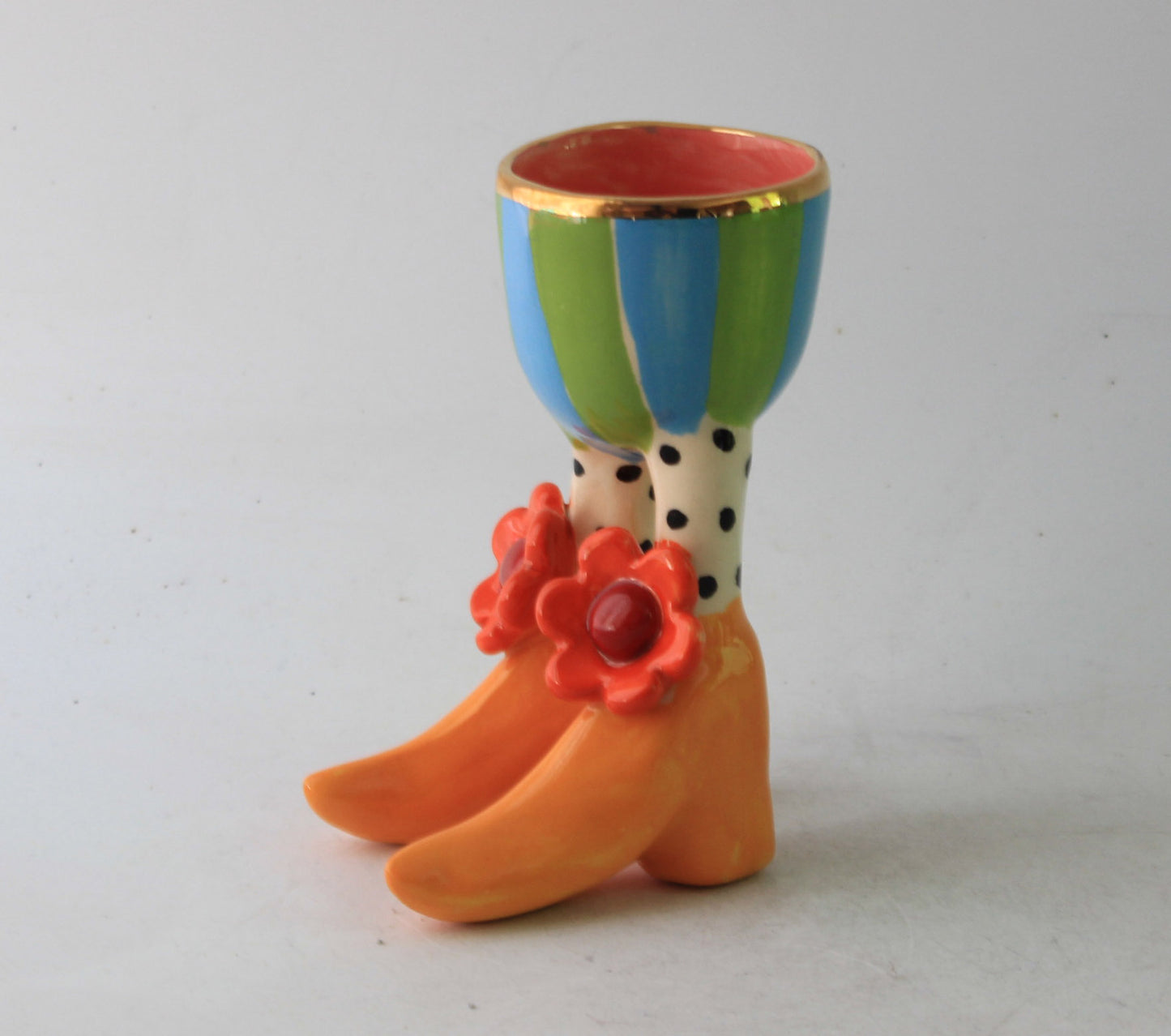 Egg Cup with Daisies Polka Dot Socks and Yellow Shoes