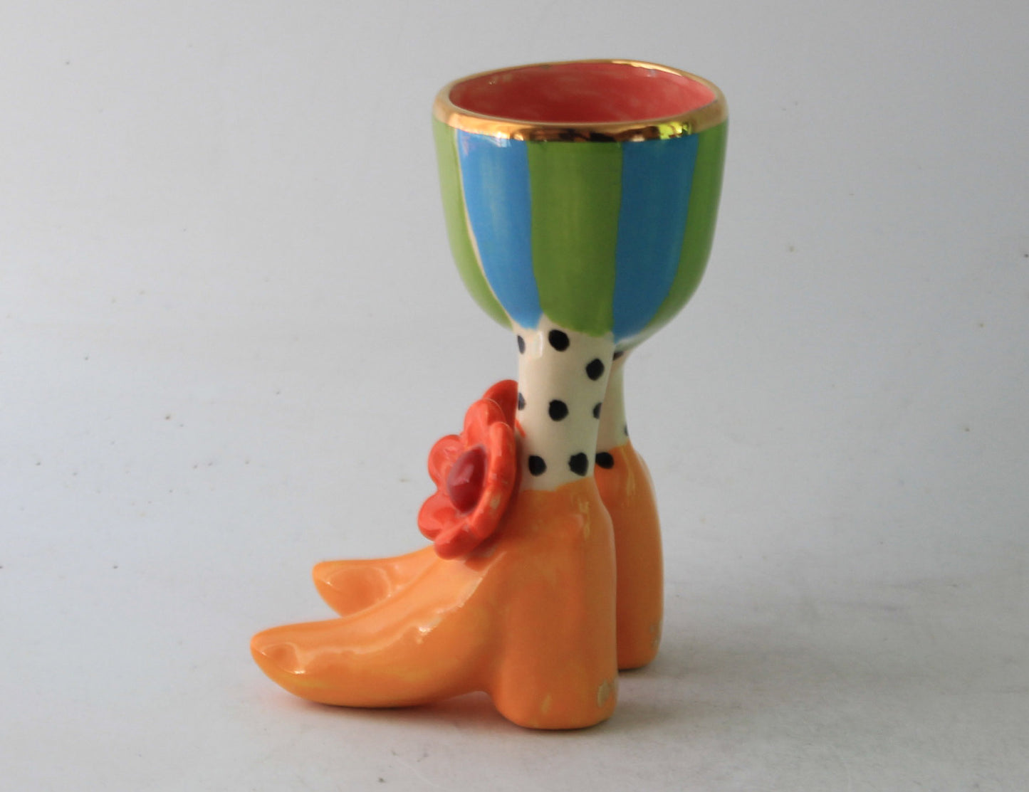 Egg Cup with Daisies Polka Dot Socks and Yellow Shoes