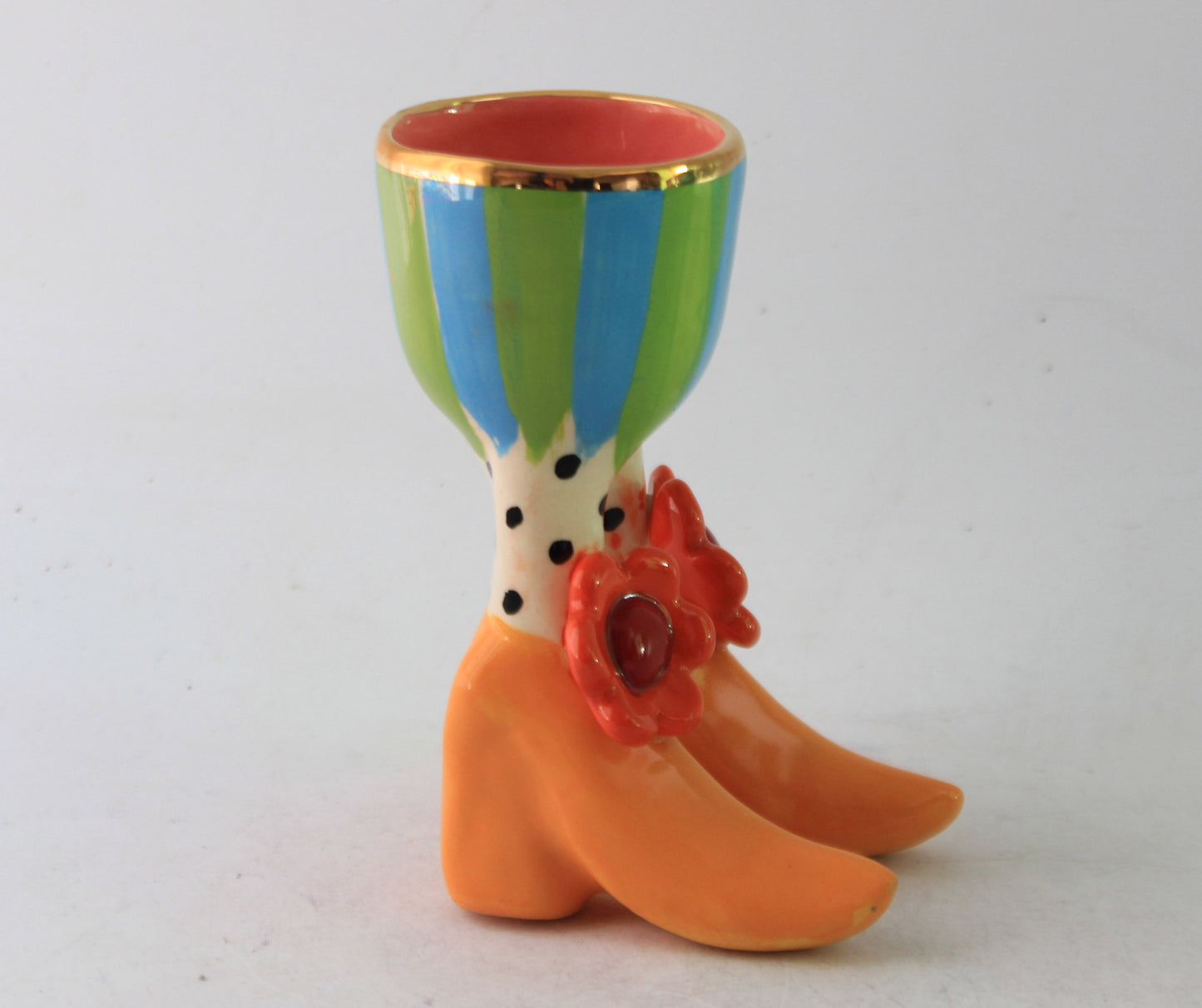 Egg Cup with Daisies Polka Dot Socks and Yellow Shoes
