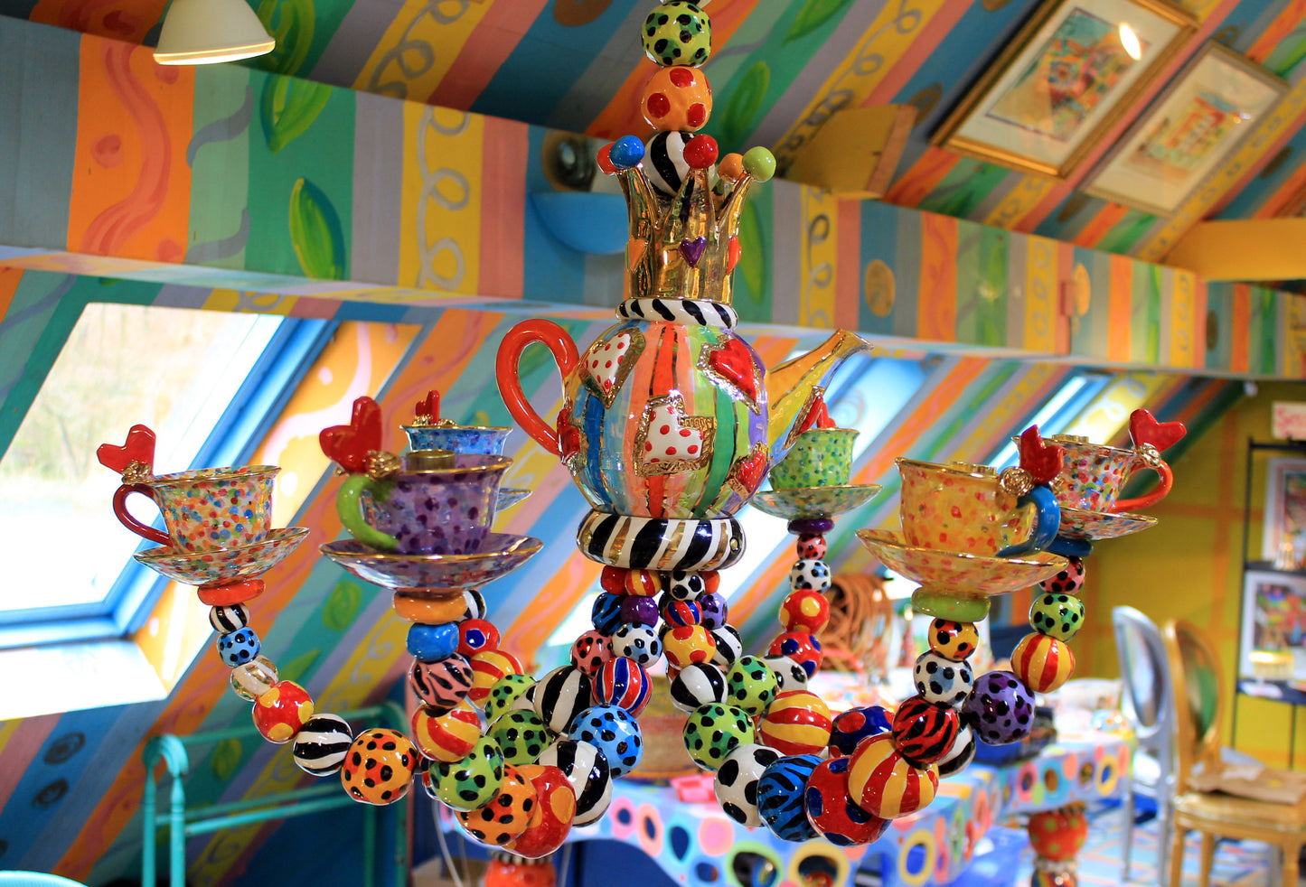 Six Armed Chandelier "Hearts"