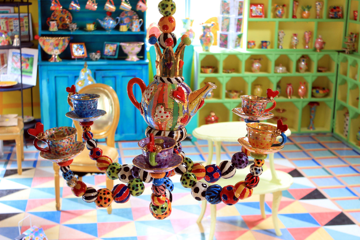 Six Armed Chandelier "Hearts"