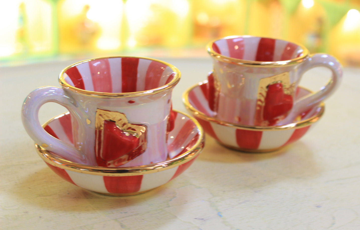 Heart Studded Demi Tasse and Saucer
