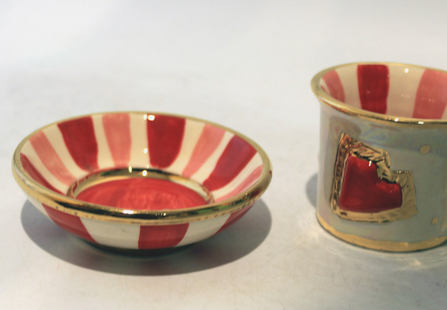 Heart Studded Demi Tasse and Saucer