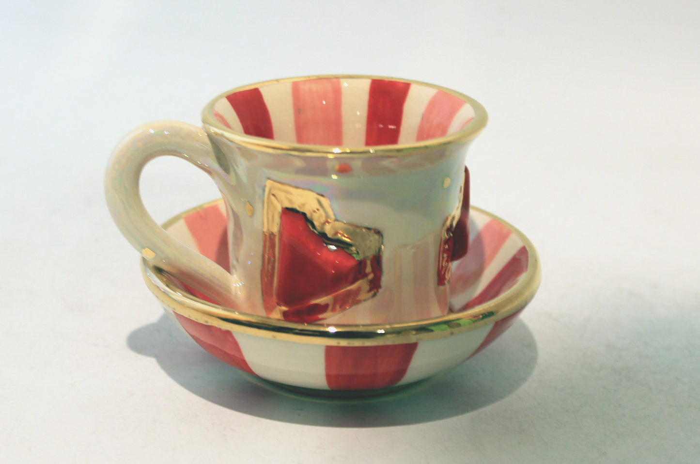 Heart Studded Demi Tasse and Saucer