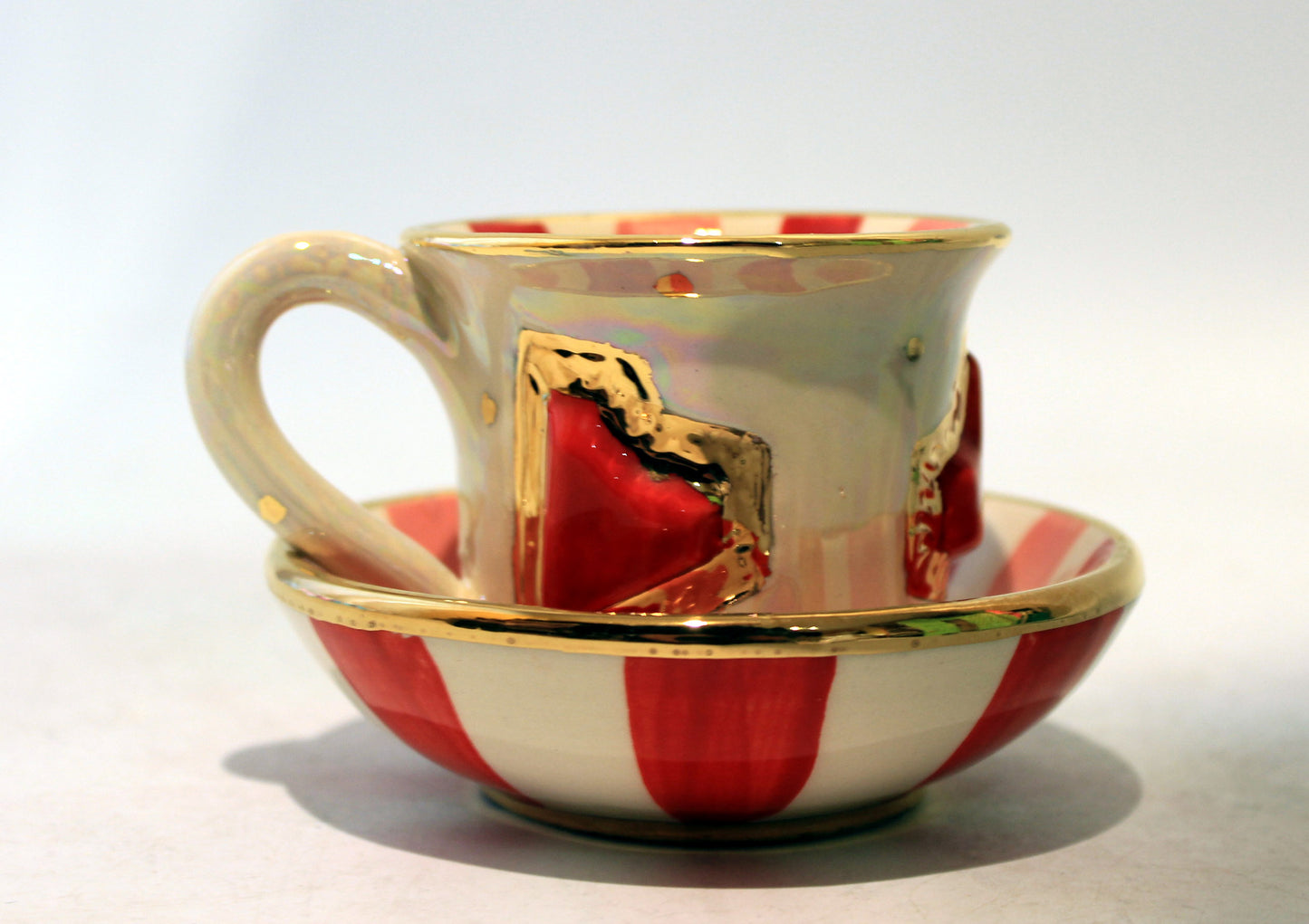 Heart Studded Demi Tasse and Saucer