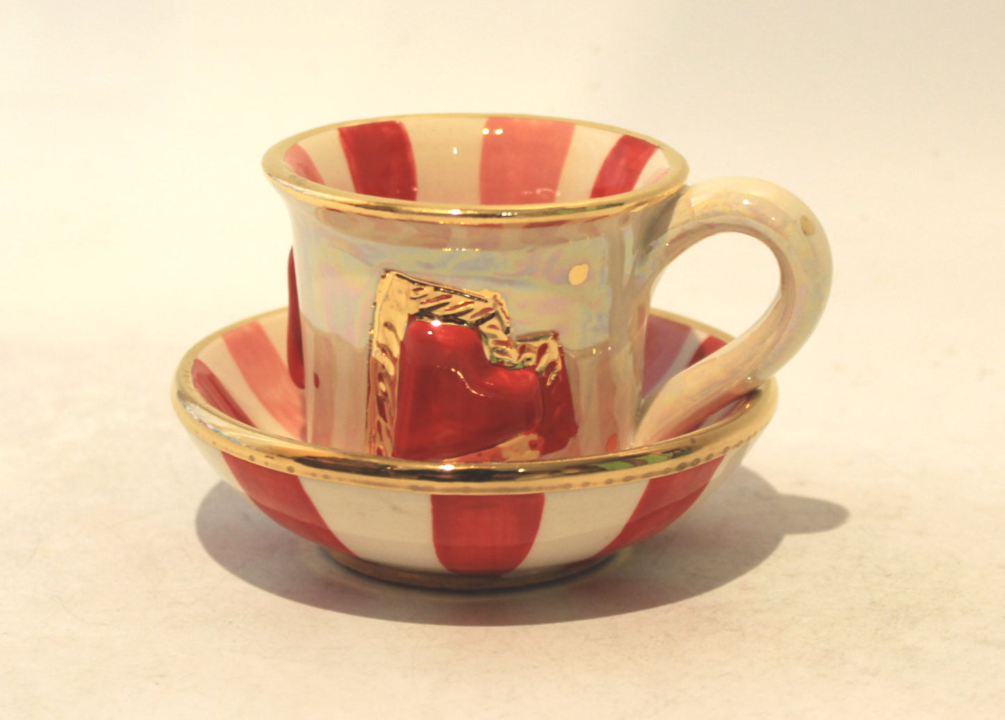 Heart Studded Demi Tasse and Saucer