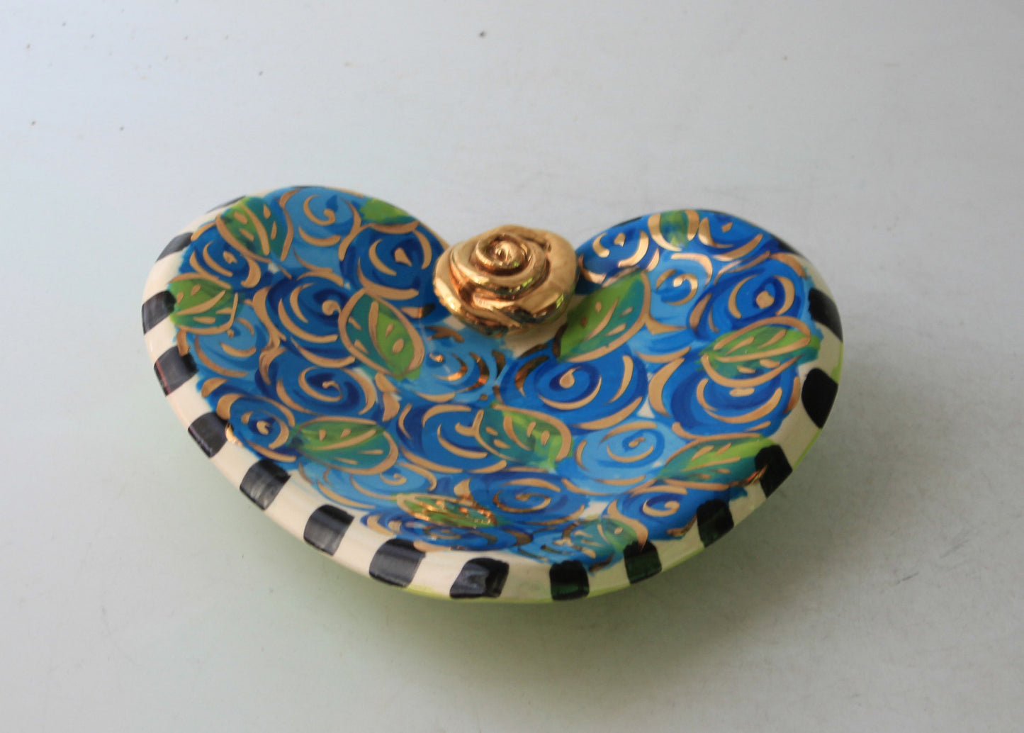Heart Shaped Soap Dish Blue Rosebush