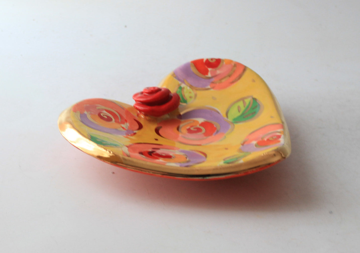Heart Shaped Soap Dish Gold New Rose Yellow