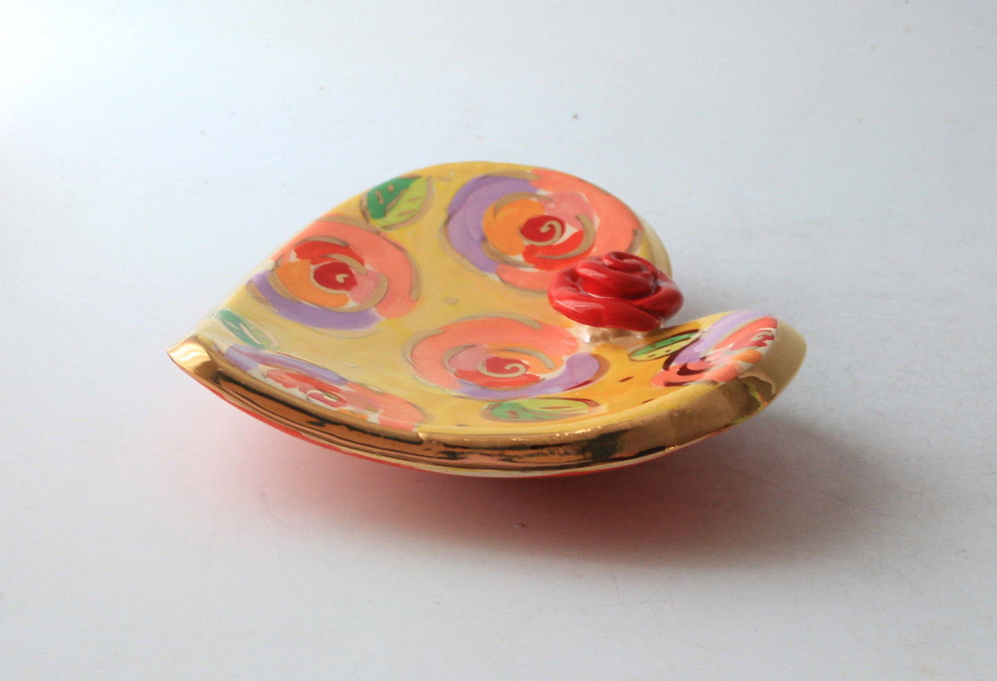 Heart Shaped Soap Dish Gold New Rose Yellow