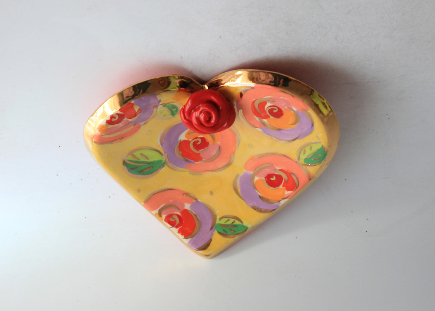 Heart Shaped Soap Dish Gold New Rose Yellow