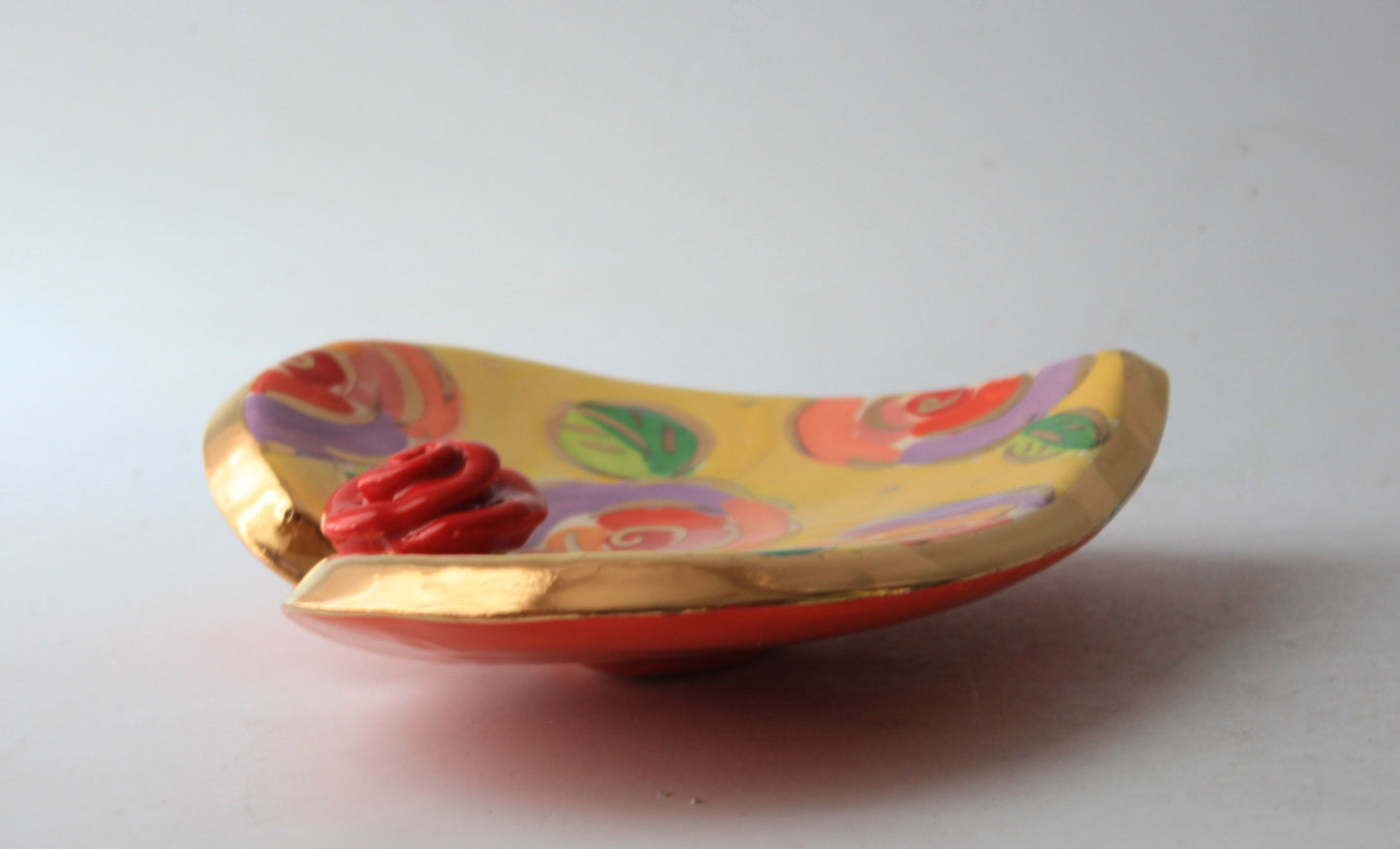 Heart Shaped Soap Dish Gold New Rose Yellow