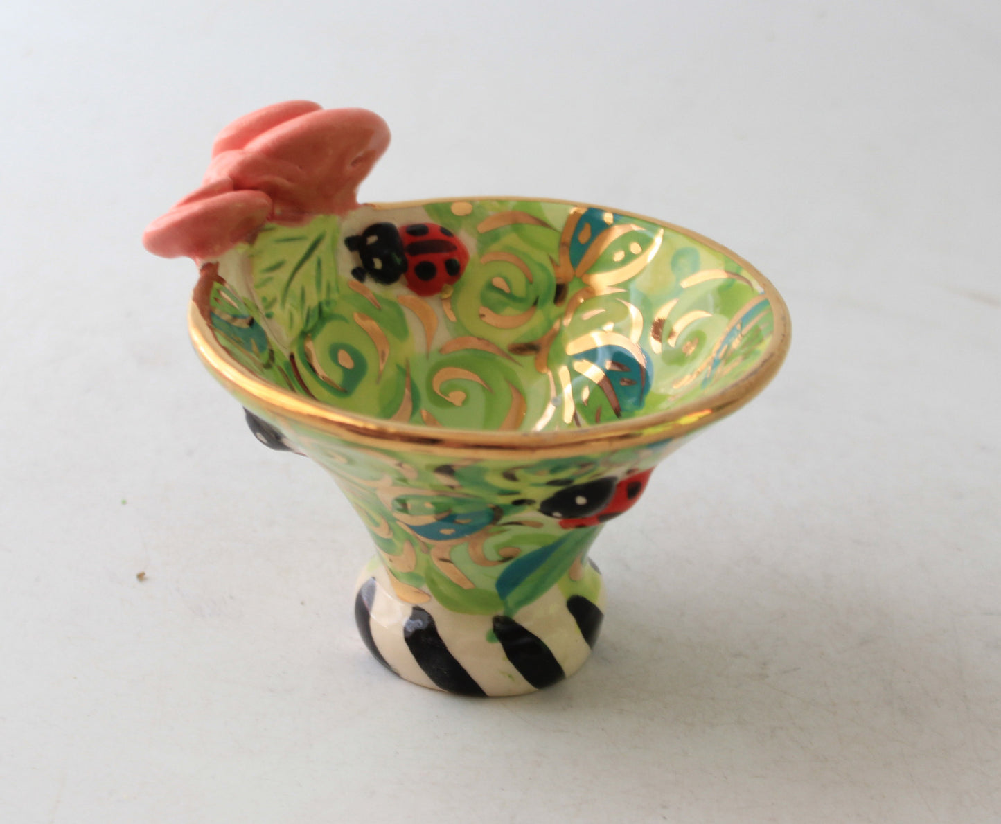 Candy Dish with Ladybirds Green Rosebush