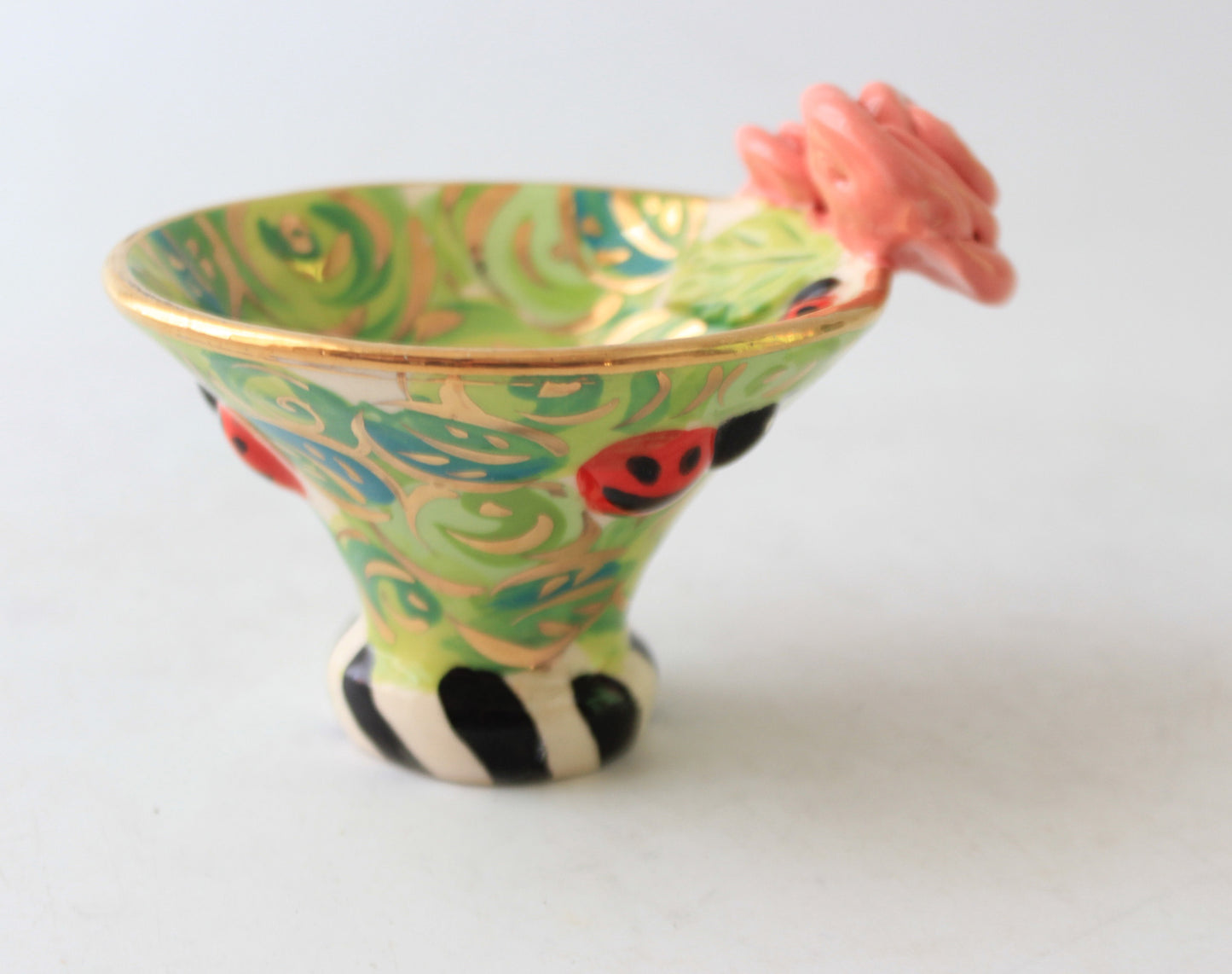 Candy Dish with Ladybirds Green Rosebush