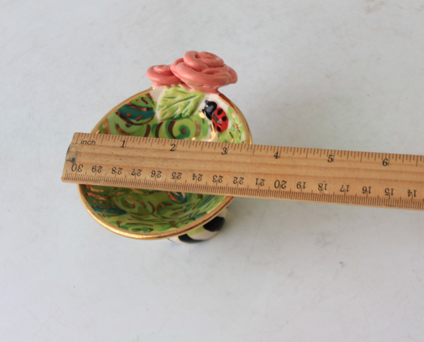 Candy Dish with Ladybirds Green Rosebush