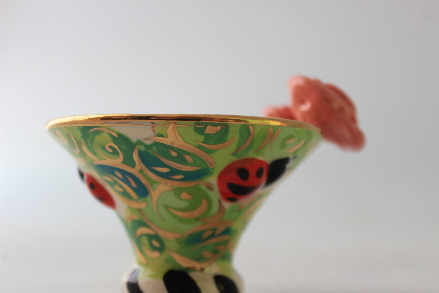Candy Dish with Ladybirds Green Rosebush