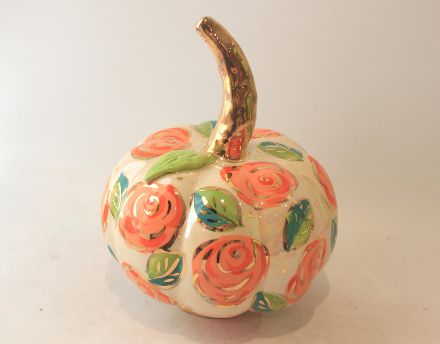 Large Pumpkin with Face and Orange Roses