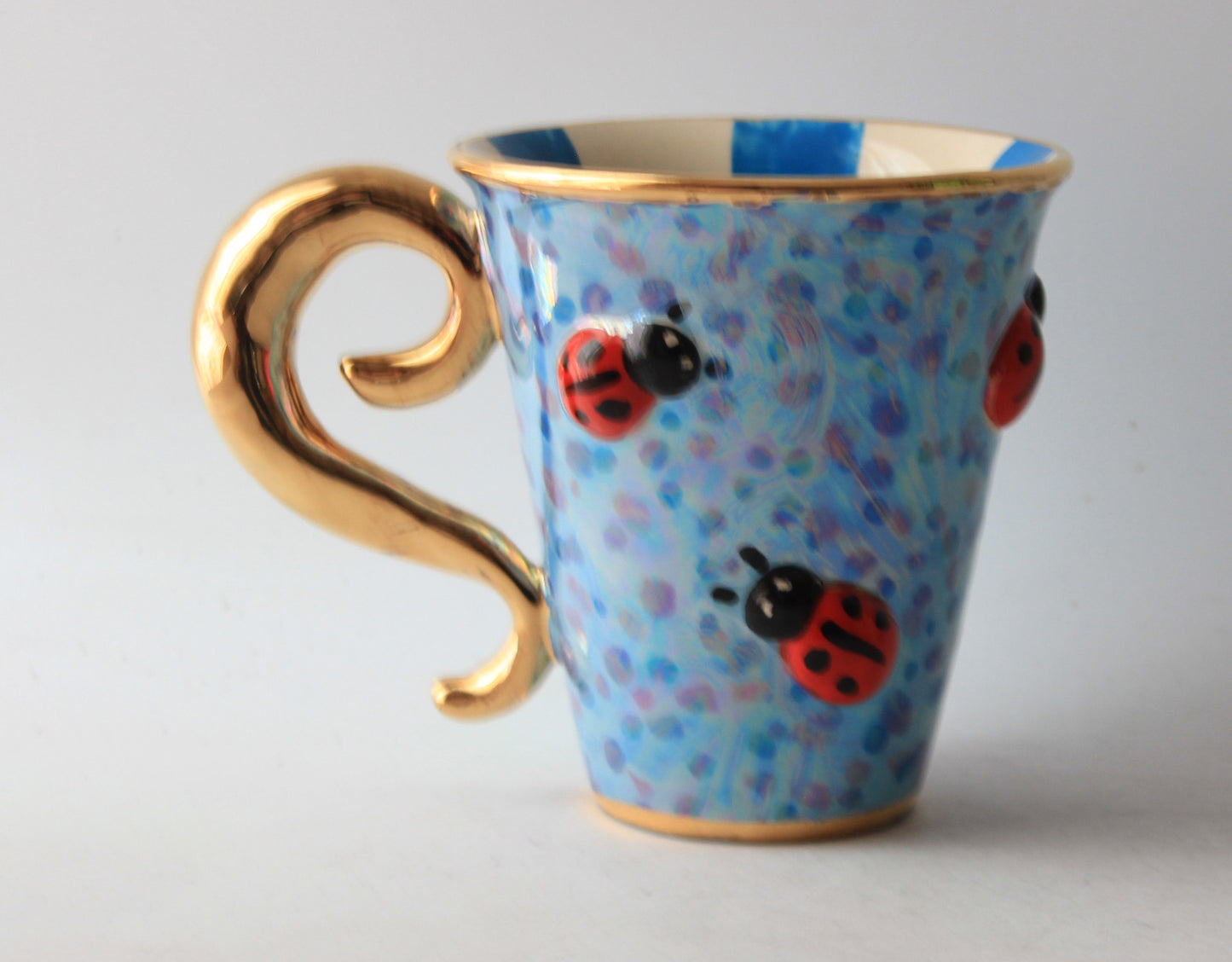 Lady Gaga Handled Mug Ladybird Design Blue