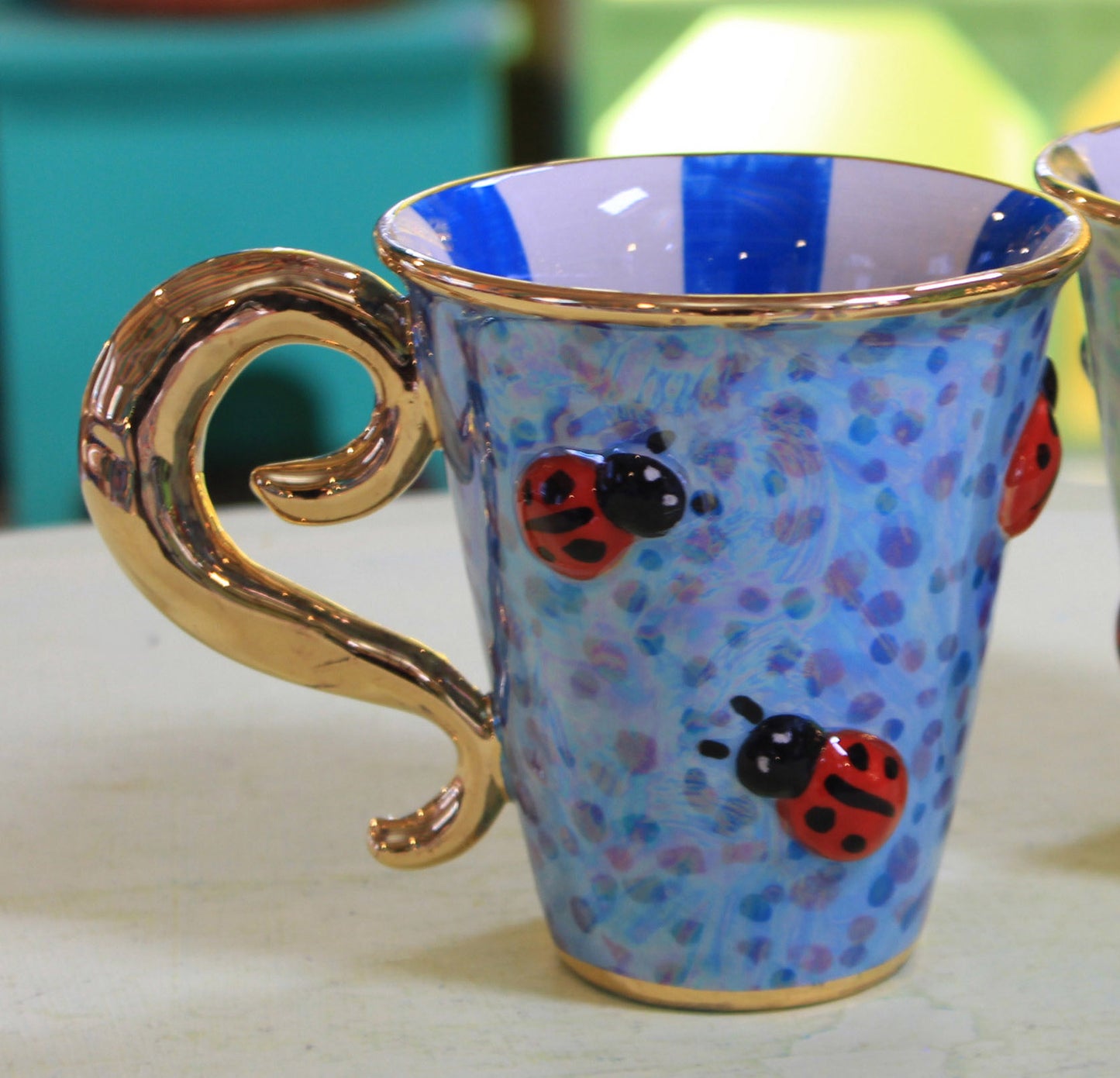 Lady Gaga Handled Mug Ladybird Design Blue