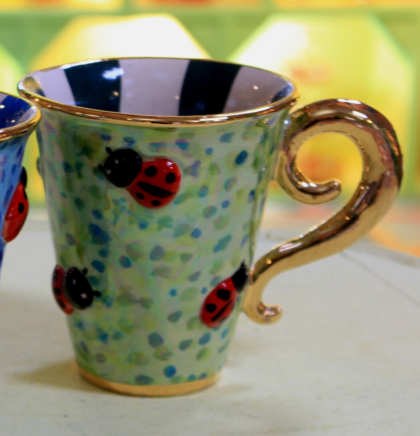 Lady Gaga Handled Mug Ladybird Design Green