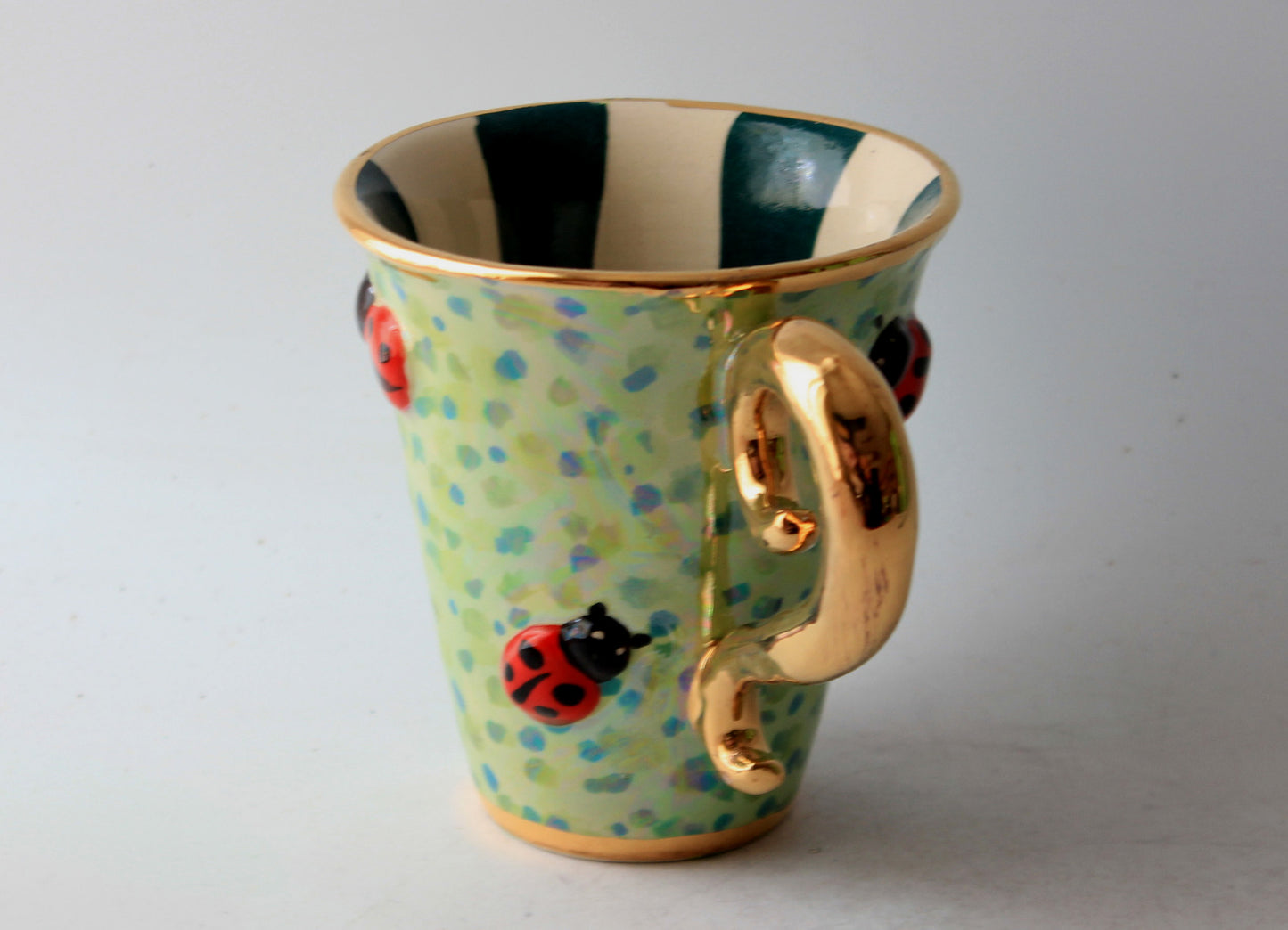 Lady Gaga Handled Mug Ladybird Design Green