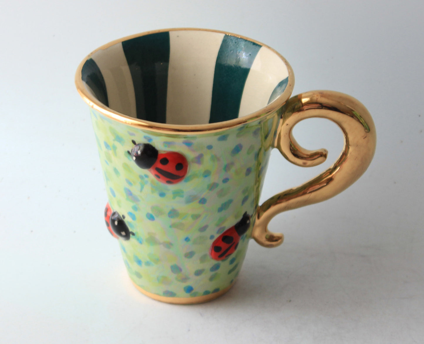 Lady Gaga Handled Mug Ladybird Design Green