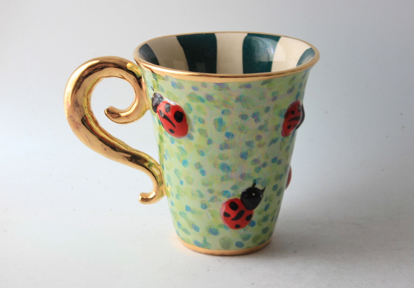 Lady Gaga Handled Mug Ladybird Design Green