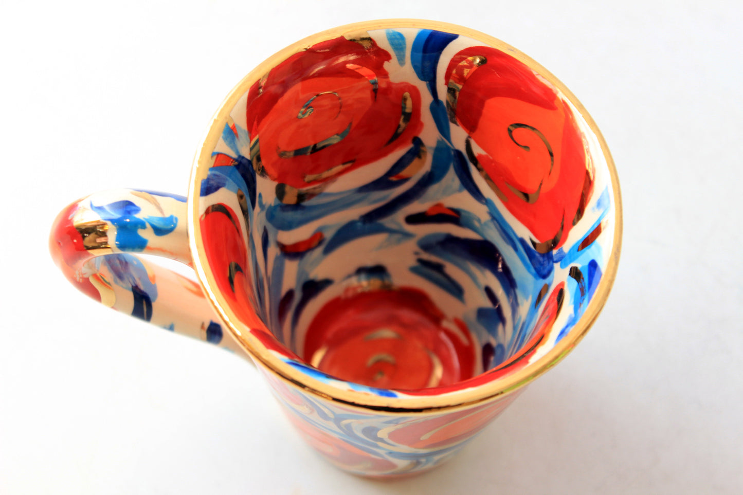 New Shape Large Mug Red Swirls 3