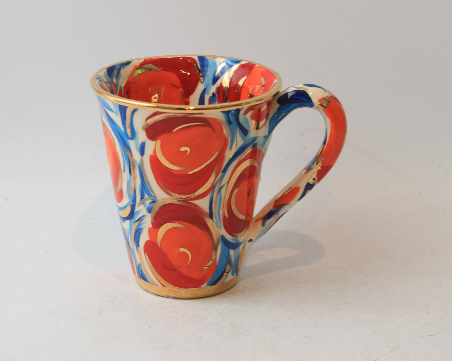 New Shape Large Mug Red Swirls 3