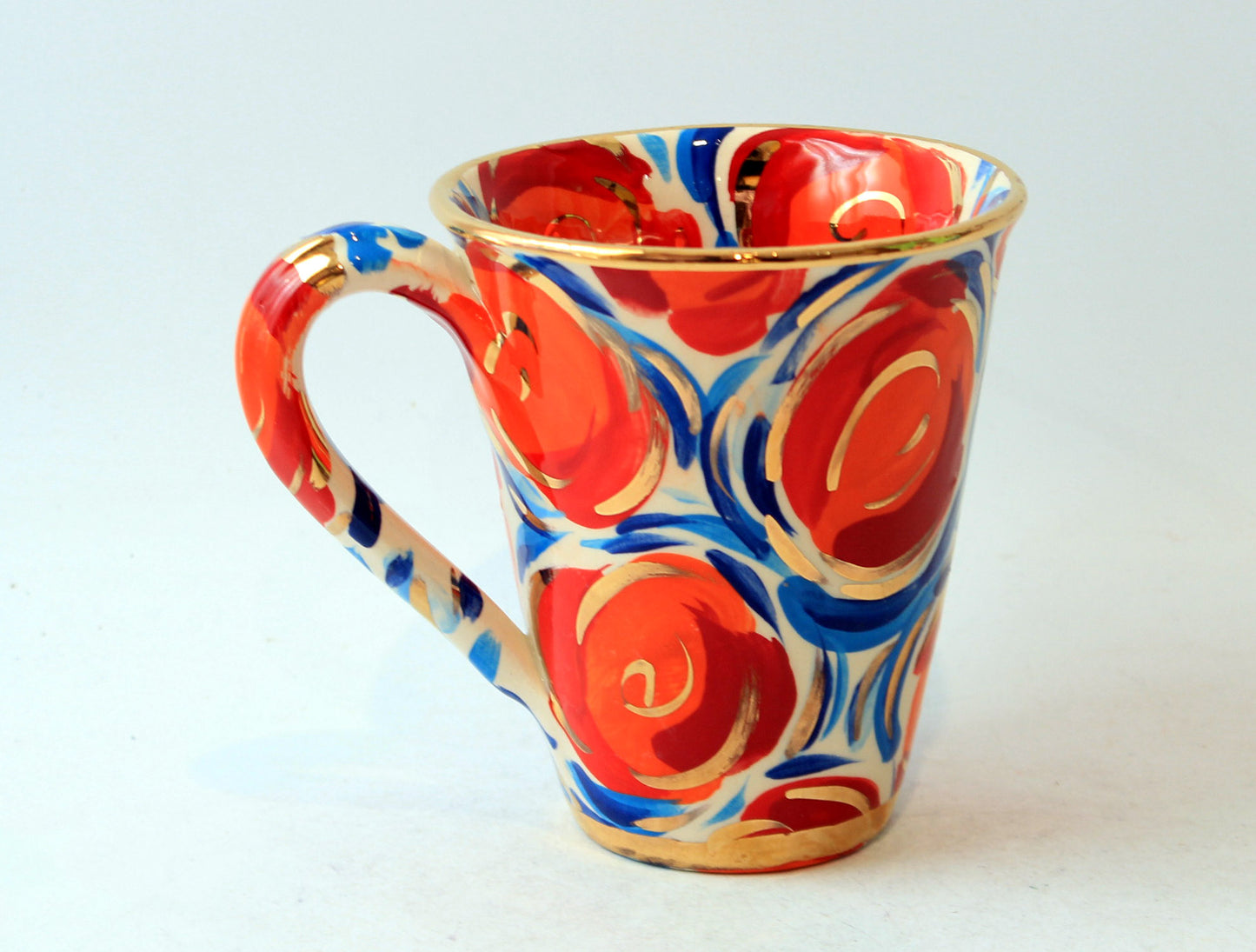 New Shape Large Mug Red Swirls 3