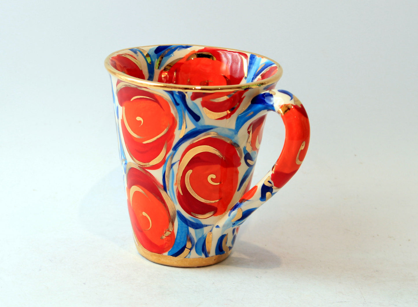 New Shape Large Mug Red Swirls 3
